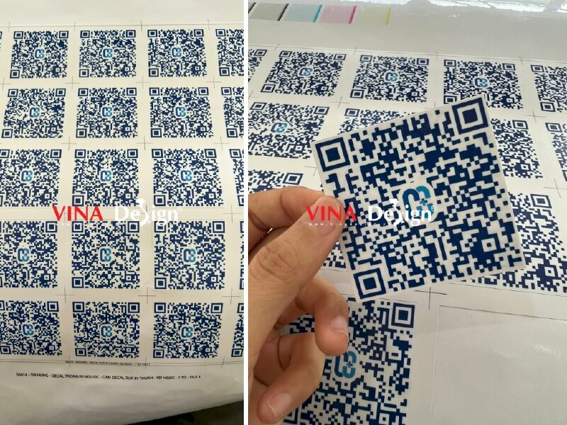 In decal sticker dán mã QRcode thông tin xe máy nhân viên, in ngược 2 mặt - VND97