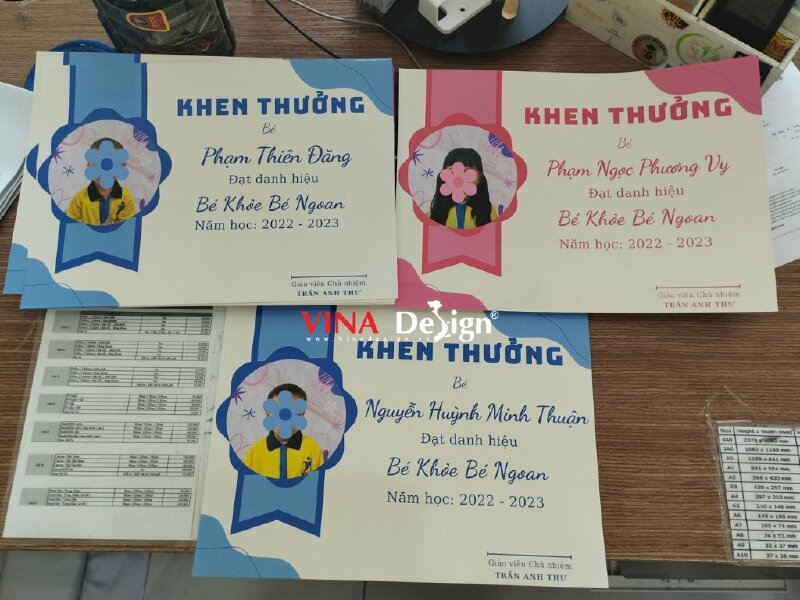 In giấy khen mầm non phiếu bé khỏe bé ngoan - VND43