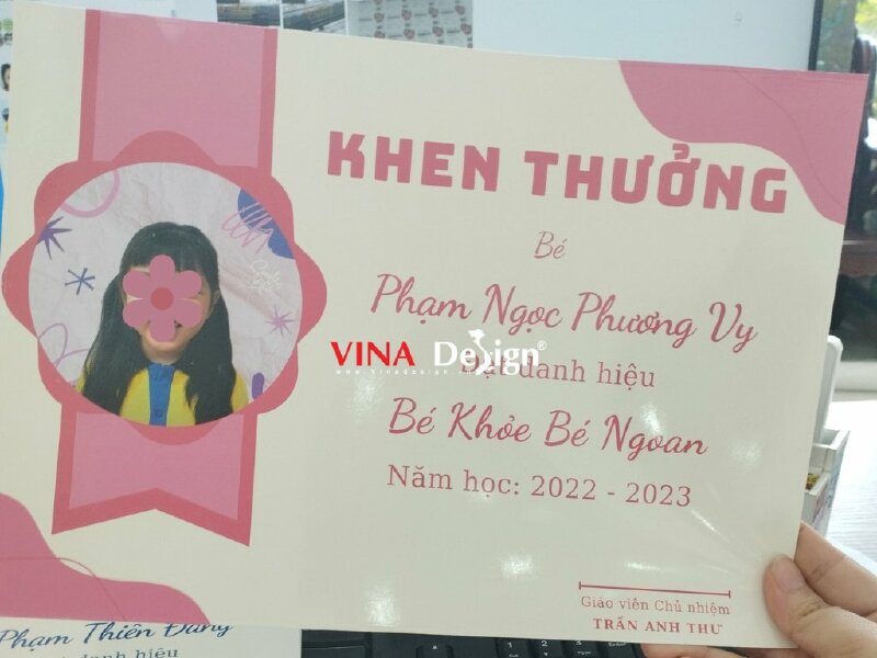 In giấy khen mầm non phiếu bé khỏe bé ngoan - VND43