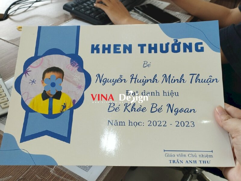 In giấy khen mầm non phiếu bé khỏe bé ngoan - VND43