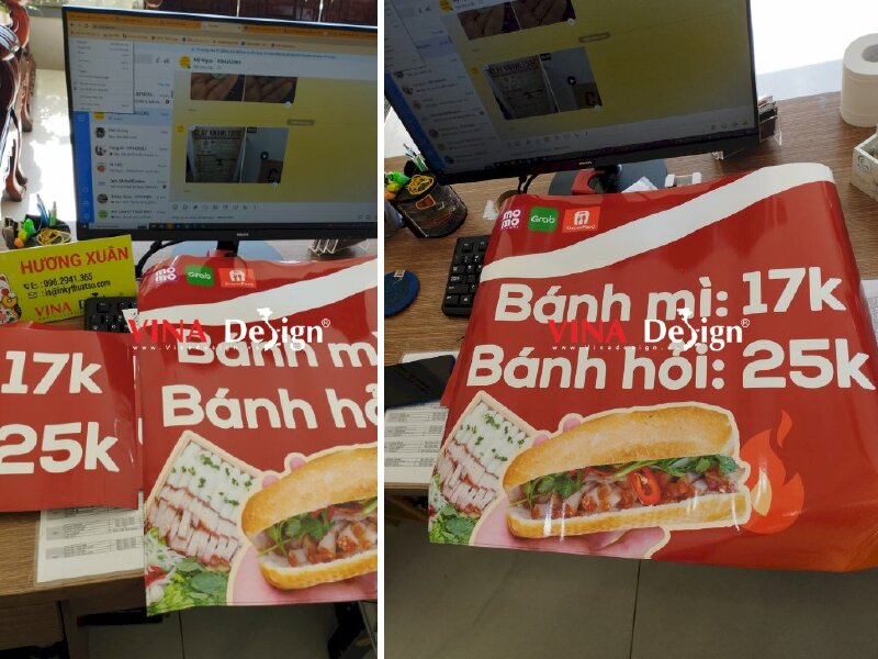 In bảng giá bánh mì bánh hỏi dán xe đẩy đồ ăn sáng - VND133