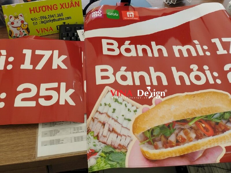 In bảng giá bánh mì bánh hỏi dán xe đẩy đồ ăn sáng - VND133