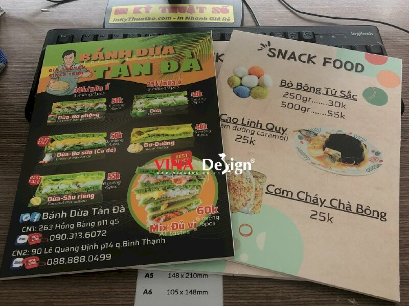 In menu cầm tay A4 quán bánh ăn vặt Snack Food - VND54