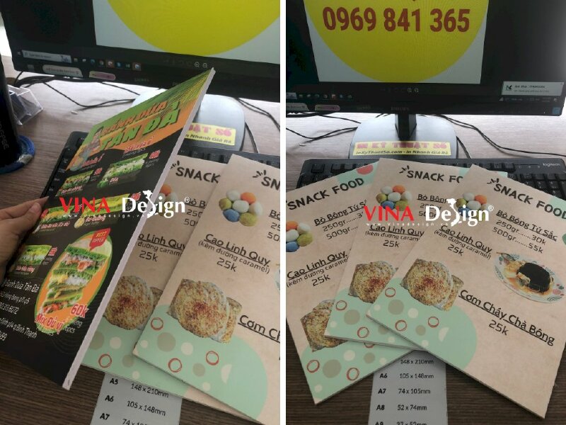 In menu cầm tay A4 quán bánh ăn vặt Snack Food - VND54