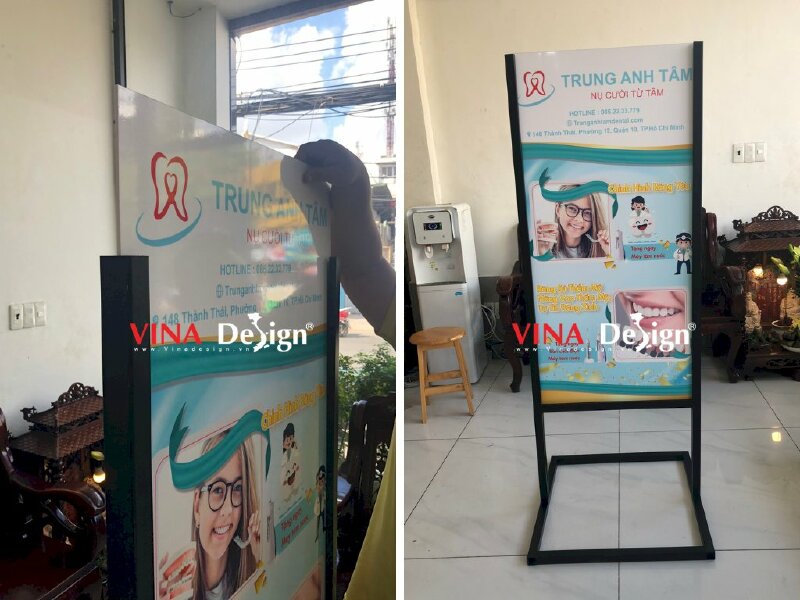 In standee khung sắt chịu gió ngoài trời phòng khám nha khoa dental - VND130