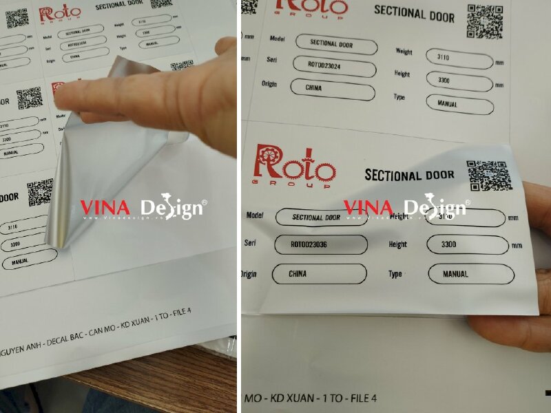 In tem decal bạc, tem bạc thiếc dán máy móc, động cơ - VND132