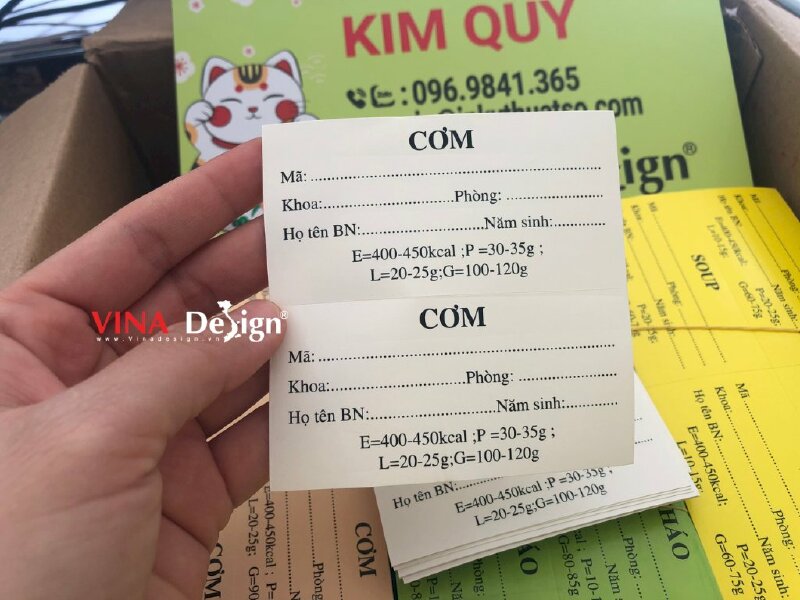 In tem decal giấy cho khoa dinh dưỡng tiết chế khẩu phần bệnh lý cho người bệnh - VND125