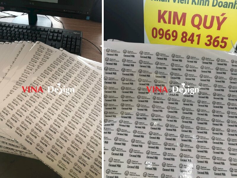 In tem decal trong dán chai nước sữa dừa - VND75