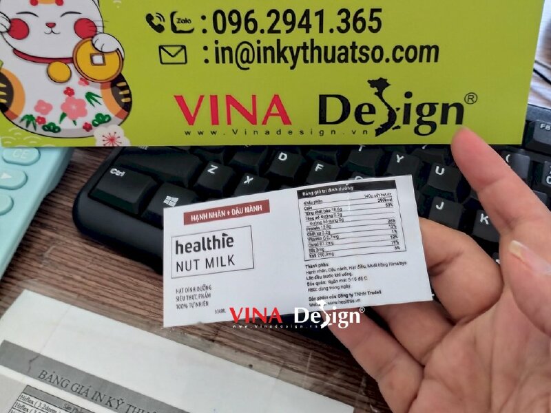 In tem nhãn chai sữa hạt hạnh nhân - đậu nành VND129