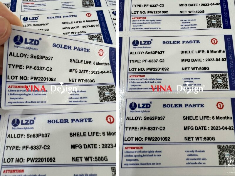 In tem nhãn dán hủ kem hàn Solder Paste - VND41