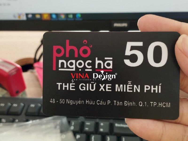 In thẻ gửi xe, in 2 mặt, ép mờ, đánh số nhảy 01 - 50 cho hàng quán - VND105