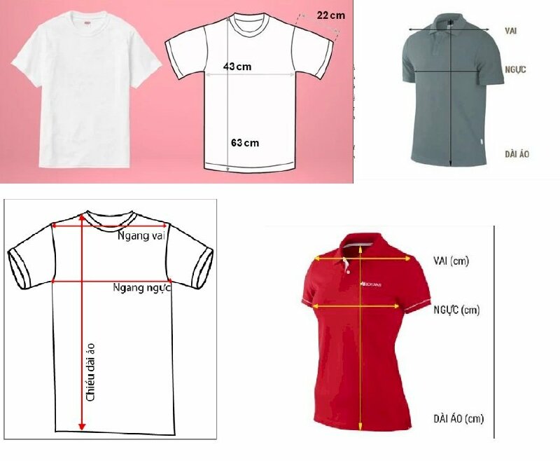 Kích thước áo thun nam tại Việt Nam