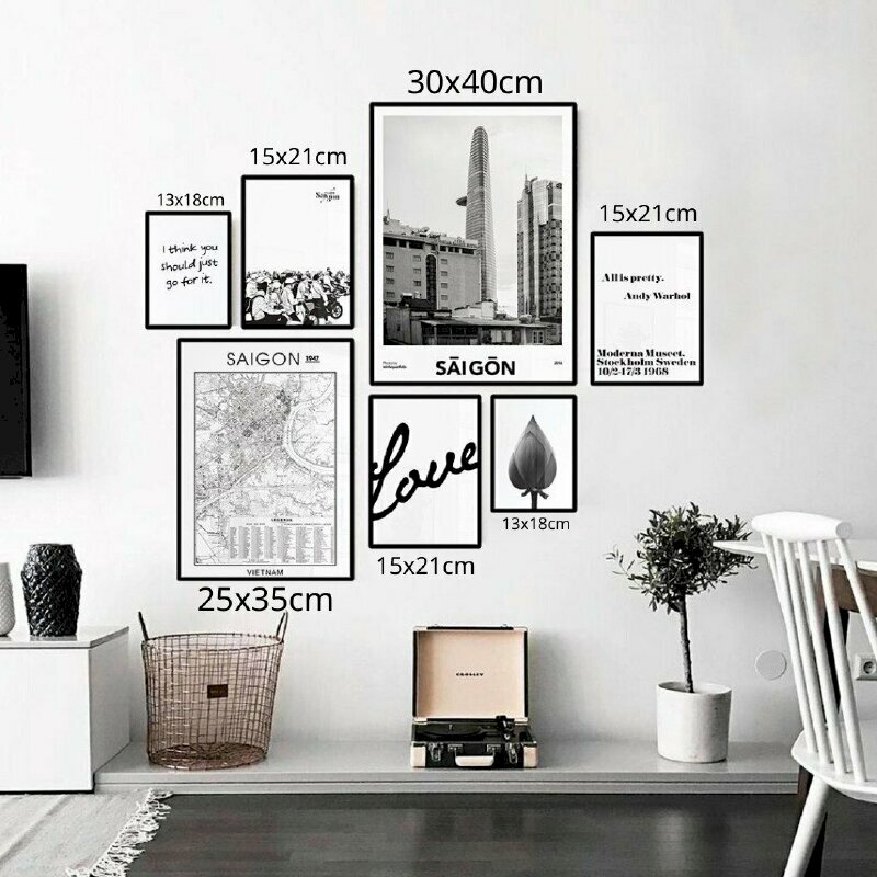 Kích thước khung ảnh treo tường phòng khách