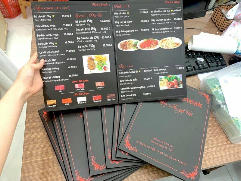 Kích thước menu