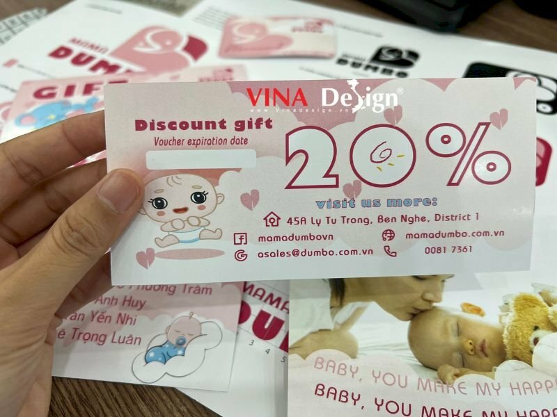 In voucher giảm giá shop mẹ & bé - VINADESIGN