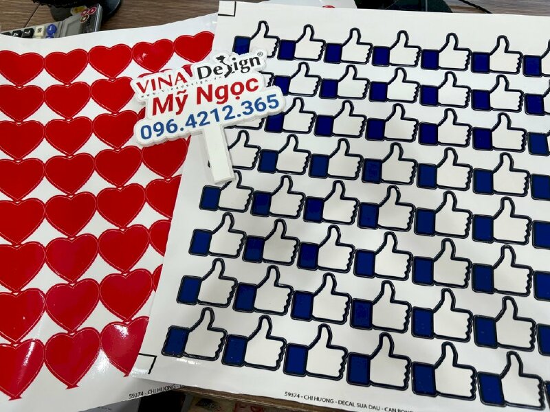 In decal sticker lấy liền sticker like, heart trái tim - VND180