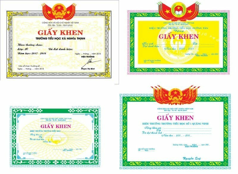 Phôi in giấy khen