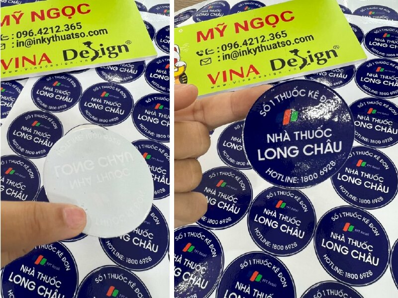 In sticker nhà thuốc Long Châu, tem nhà thuốc hình tròn - VND176