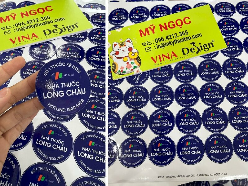 In sticker nhà thuốc Long Châu, tem nhà thuốc hình tròn - VND176