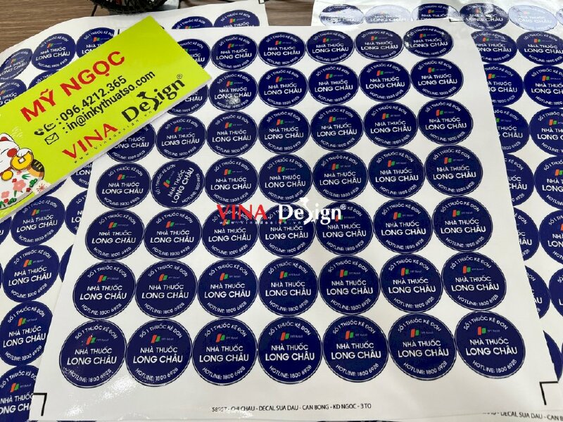 In sticker nhà thuốc Long Châu, tem nhà thuốc hình tròn - VND176