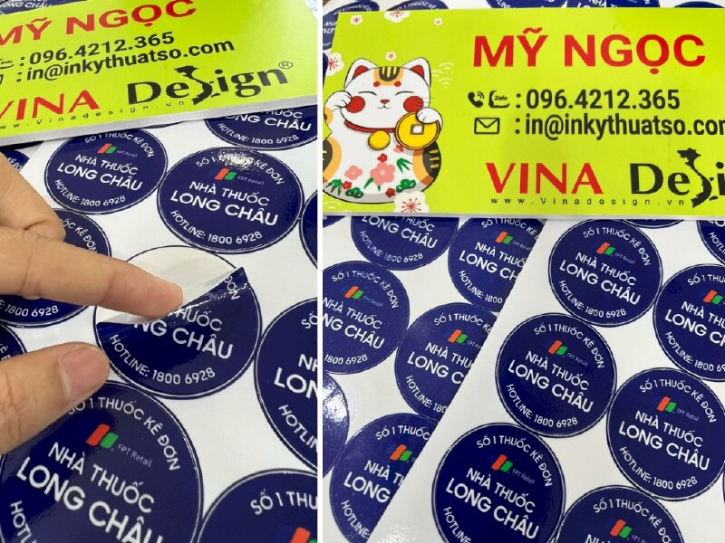 In sticker nhà thuốc Long Châu, tem nhà thuốc hình tròn - VND176