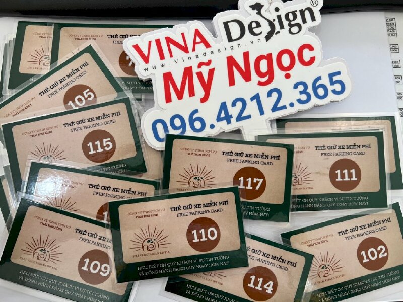 In thẻ giữ xe miễn phí - free parking card cho nhà hàng chay - VND181