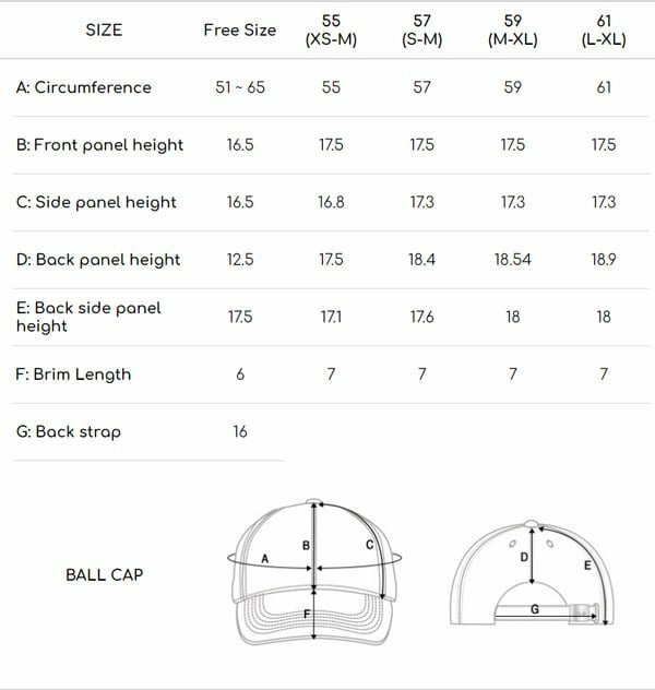 Bảng kích thước size mũ lưỡi trai MLB