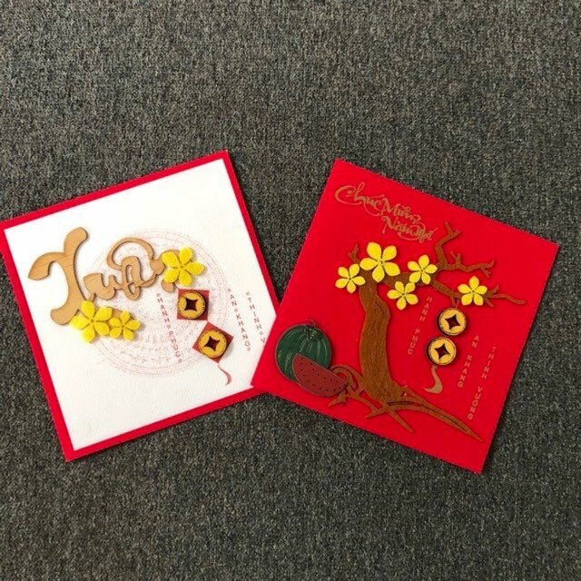 Kích thước thiệp Tết loại thiệp đơn hình vuông