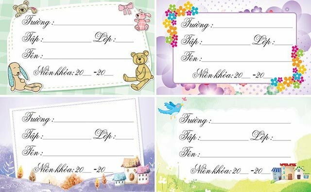 Mẫu nhãn vở học sinh đáng yêu dành cho bé 