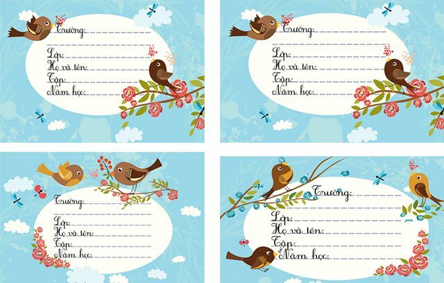 Mẫu nhãn vở học sinh ngộ nghĩnh đáng yêu