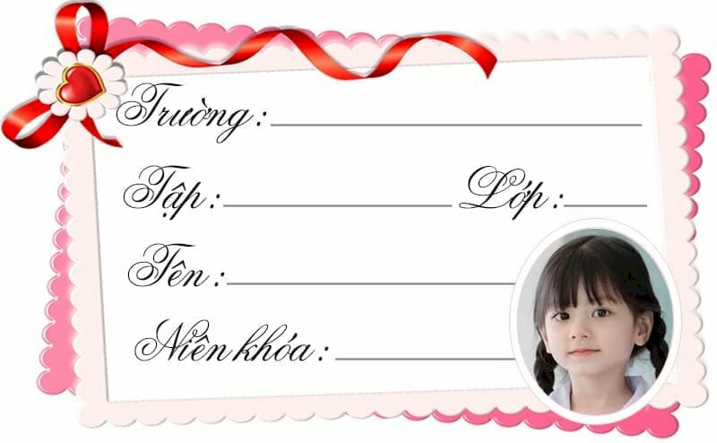 Mẫu nhãn vở học sinh hình bé dễ thương