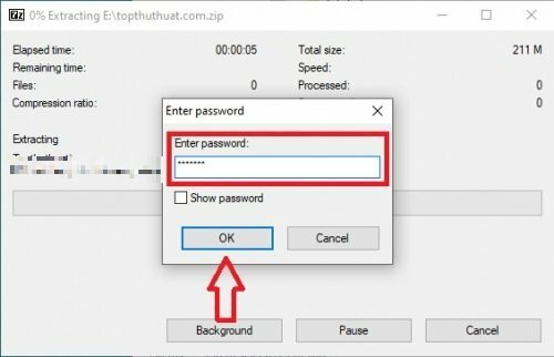 Password (Mật khẩu) (tùy chọn): Nếu bạn muốn bảo mật tập tin nén bằng mật khẩu, bạn có thể thiết lập ở đây.