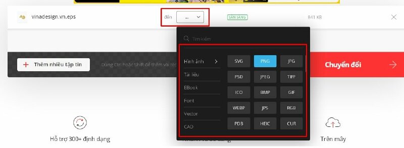 Bước 3: Chọn định dạng đầu ra. Nhấp vào hộp "To" (Đến) để mở danh sách các định dạng đầu ra. Chọn định dạng mong muốn, ví dụ: