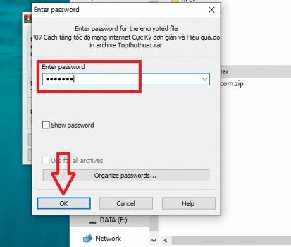 Nếu file nén có mật khẩu bảo vệ thì cần nhập đúng mật khẩu để giải nén. Cuối cùng nhấn OK để hoàn tất.