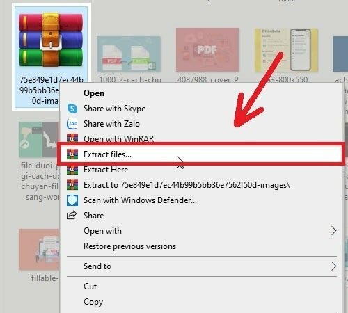 Bước 5: File tải về sẽ có định dạng zip, để giải nén bấm chuột phải vào file > Chọn Extra file. Sau đó có thể sử dụng.