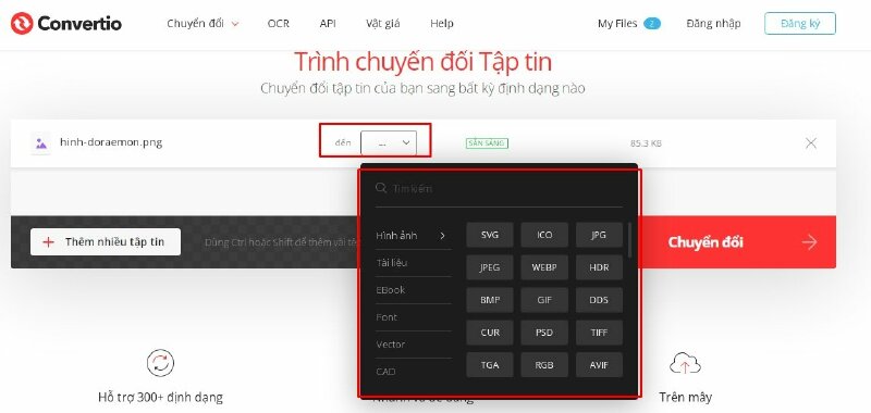 Bước 3: Chọn định dạng đầu ra.