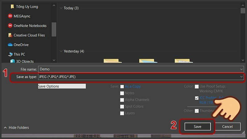 Bước 5: Trong cửa sổ Save As, bạn chọn Save as type là JPEG > nhấn Save.
