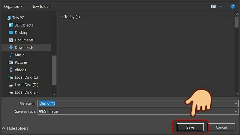 Bước 5: Chọn nơi lưu ảnh > chọn Save để lưu file ảnh JPG vừa chuyển đổi.