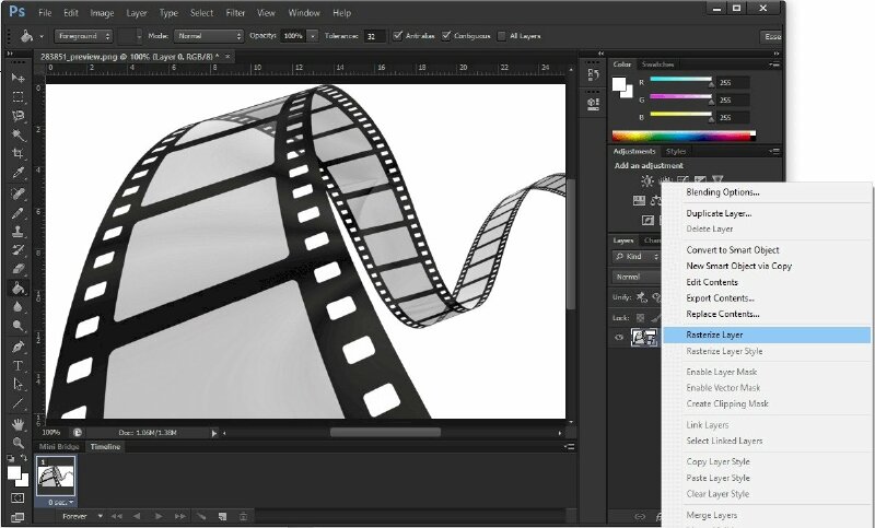 nhấn chuột phải > chọn Rasterize Type.
