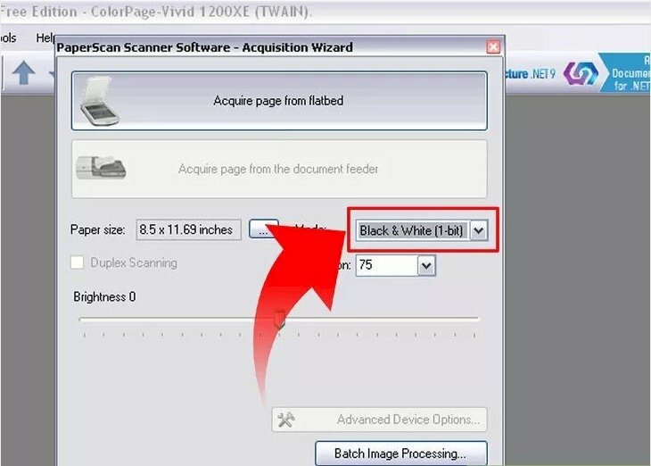 Bước 4: Cấu hình thiết lập quét trên phần mềm scan