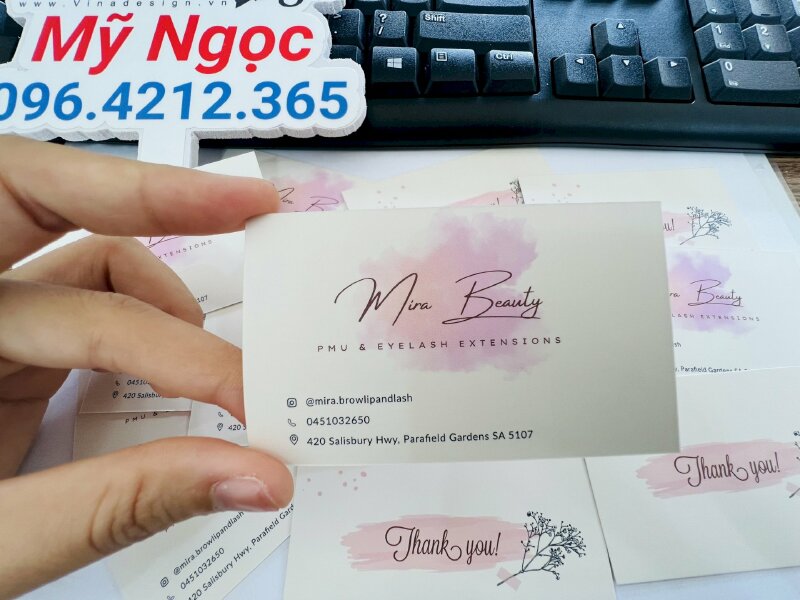 In card visit phun xăm thẩm mỹ tiếng Anh hàng gửi đi Úc - VND236