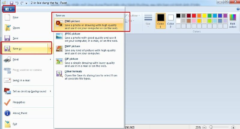 Tạo ảnh PNG bằng cách đổi đuôi ảnh bằng Paint