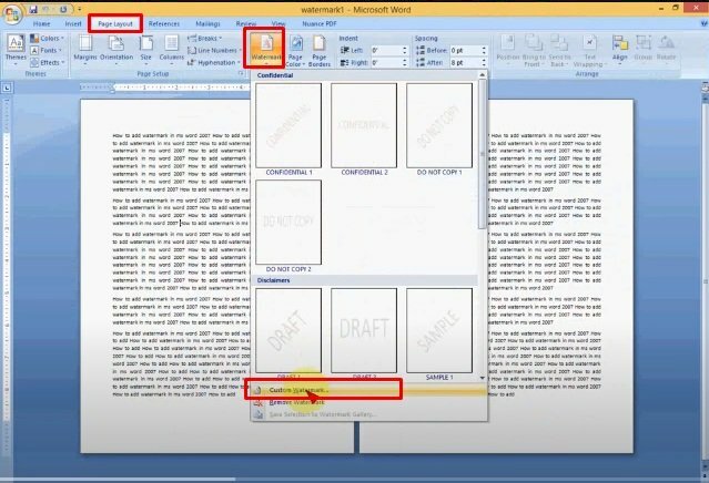 Bước 1: Khởi động ứng dụng Microsoft Word 2007 trên máy tính của bạn > Mở tài liệu cần chèn logo chìm 