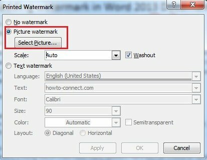 Bước 3: Hộp thoại Printed watermark hiện lên > Bấm chọn Picture watermark > Bấm Select Picture chọn logo từ máy tính chèn vào làm tài liệu Word > Xong bấm Insert. 