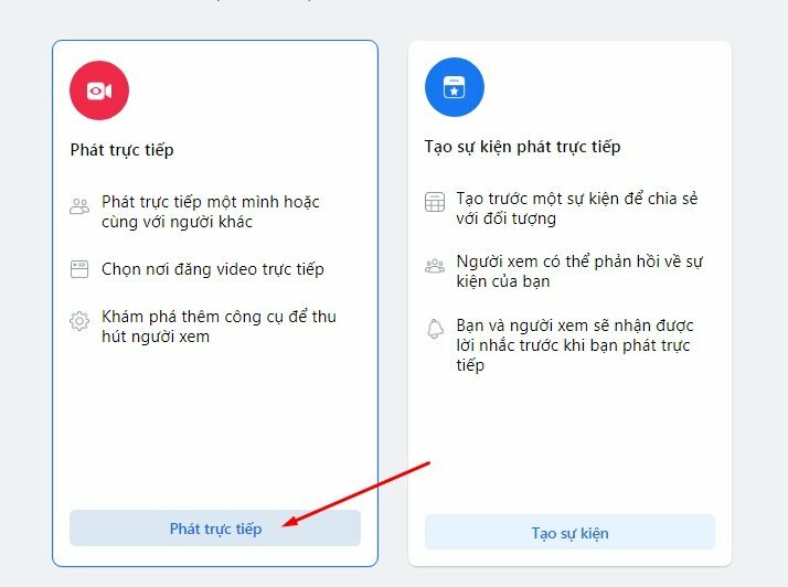 Bước 2: Trong Live Producer bấm chọn Phát trực tiếp.