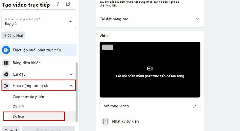  Ở góc bên trái màn hình, hãy nhấp vào Hoạt động tương tác, sau đó chọn Đồ họa