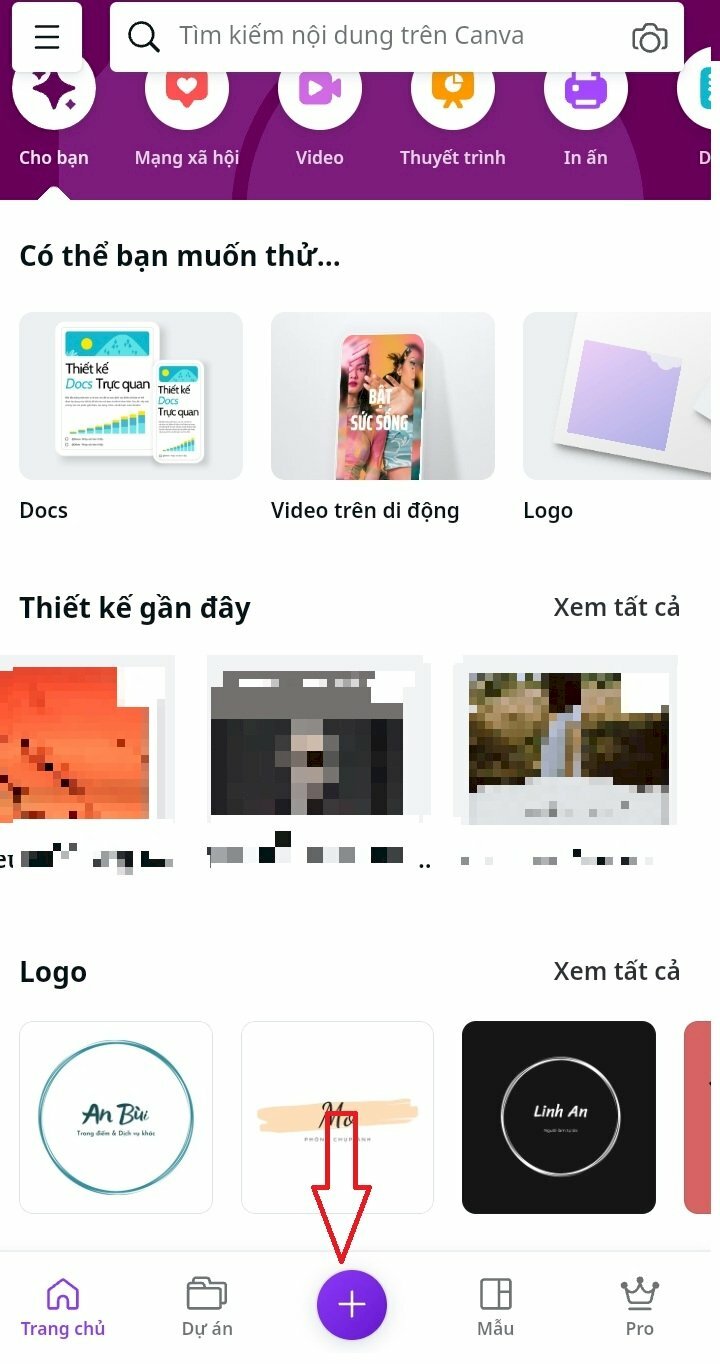Bấm dấu cộng (+) để tạo thiết kế mới