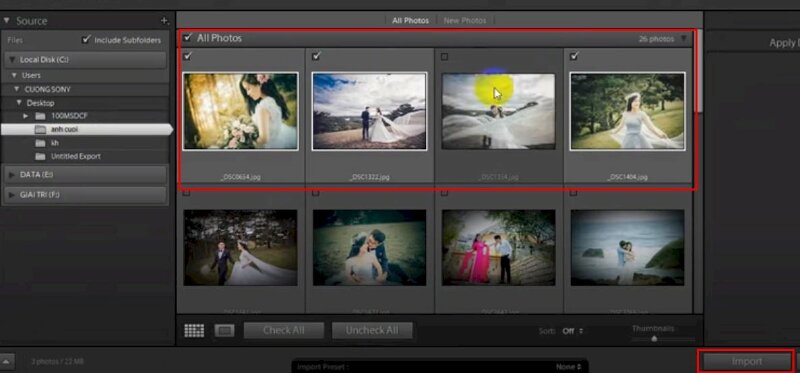 Bước 1: Mở Adobe Lightroom và tải ảnh mà bạn muốn chèn logo vào.