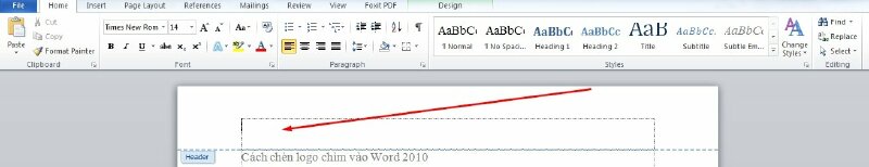 Cách 1: Nhấn đúp chuột trái vào vị trí bất kỳ trong khu vực Header.