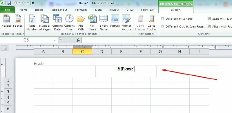 Bước 4: Sau khi chọn xong logo cần chèn, phần Header sẽ hiển thị nội dung &[Picture].